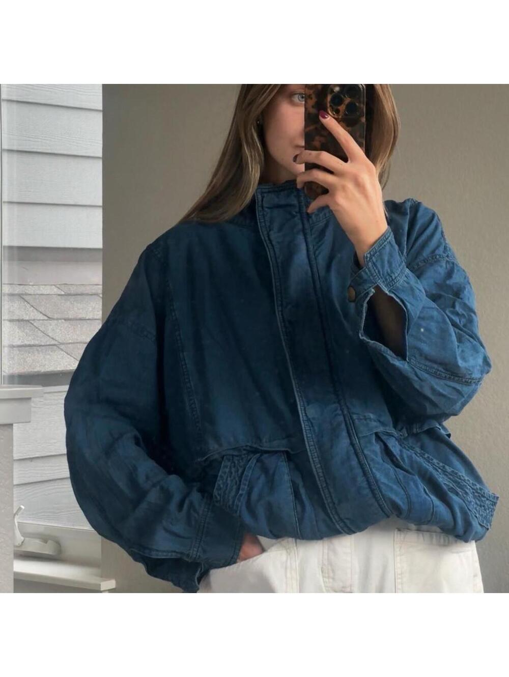 Vintage Funnel Neck Jacket - 100% cotton